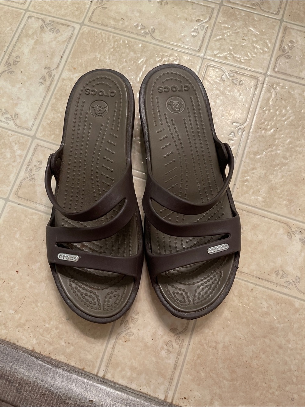 CROCS Men’s Brown 3-Strap Slide Sandals